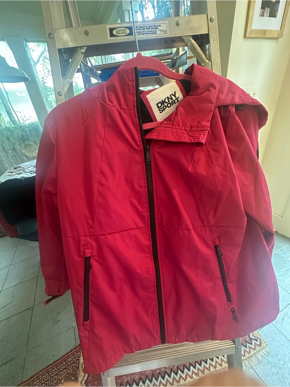 DKNY Sport Men’s Red Hooded Raincoat